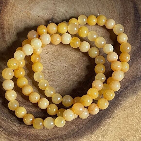 Honey Calcite yellow 6mm stretch bracelet beaded one bracelet 6.75” stretch crys - Picture 2 of 8